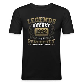 Légende Août 1992 30ème Anniversaire Cadeau Hommes - T-shirt près du corps Homme - noir - Devant - Nik (191cm)
