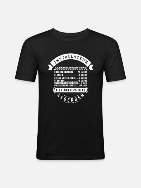 INSTALLATEUR lebenserwartung - Männer Slim Fit T-Shirt - Schwarz