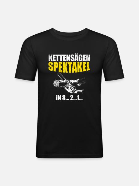 KETTENSÄGE / HOLZ - Männer Slim Fit T-Shirt - Schwarz