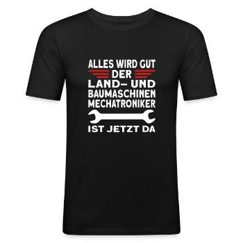 Land und Baumaschinenmechatroniker - Männer Slim Fit T-Shirt - Schwarz - Vorne - Nik (191cm)