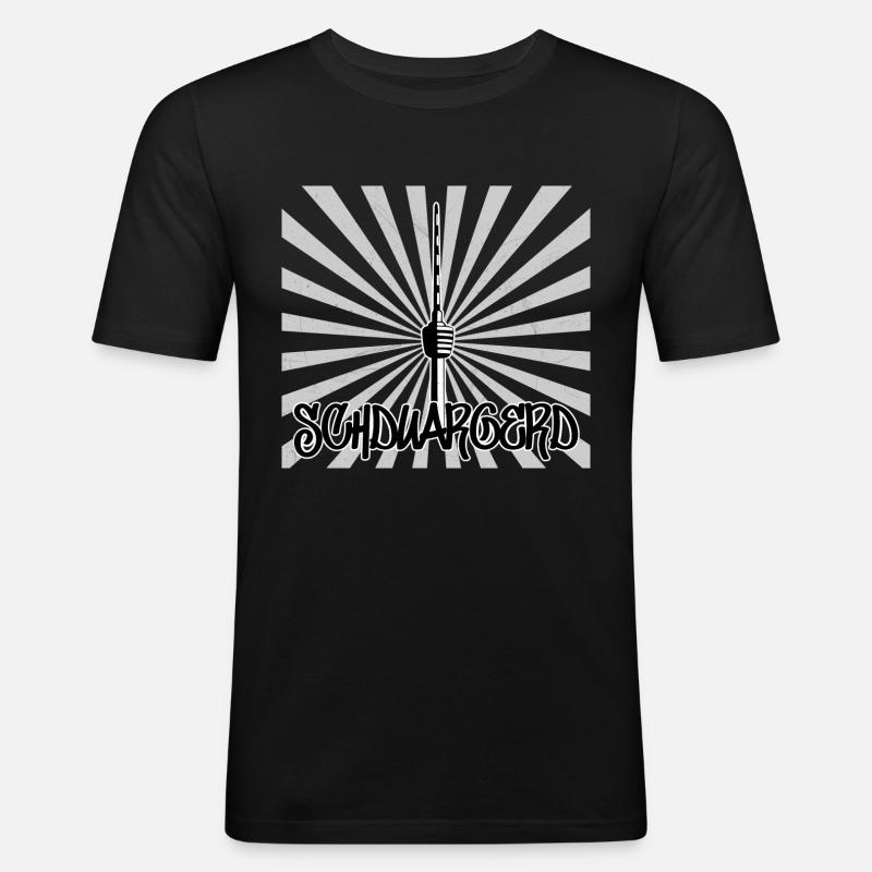Stuttgart Fernsehturm - Männer Slim Fit T-Shirt - Schwarz
