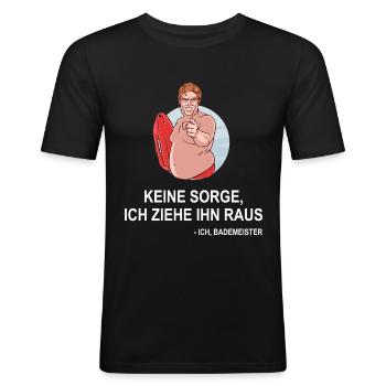 Bademeister Freibad zweideutig Rettungsschwimmer - Männer Slim Fit T-Shirt - Schwarz - Vorne - Nik (191cm)