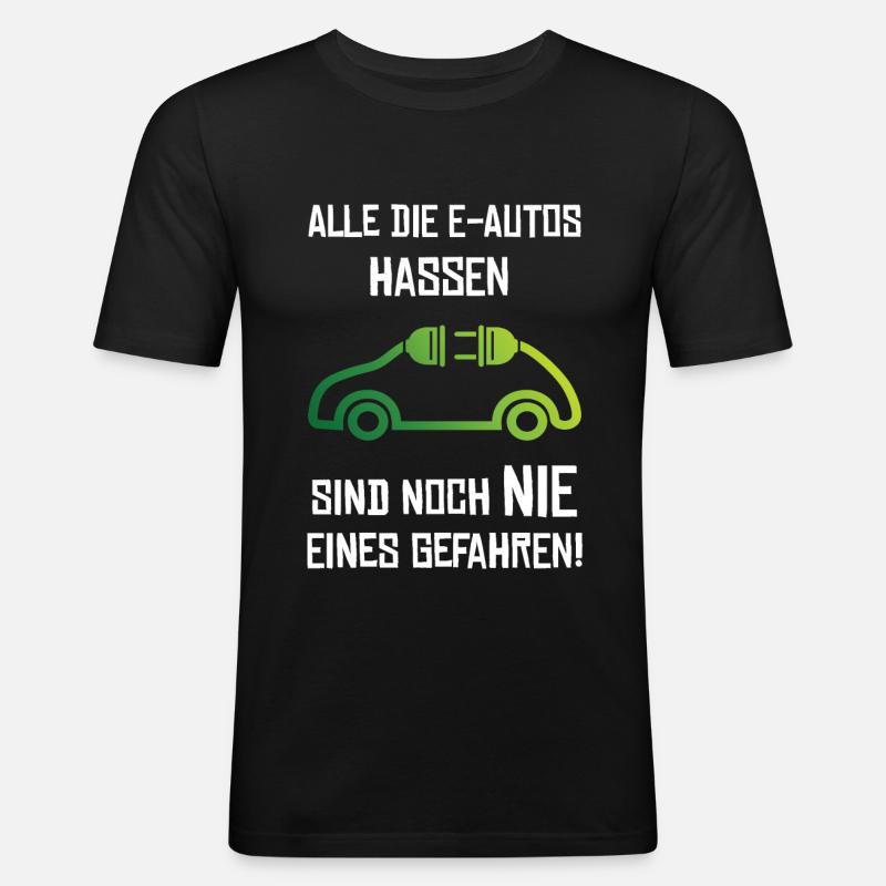 Elektroauto E-Auto Strom - Männer Slim Fit T-Shirt - Schwarz