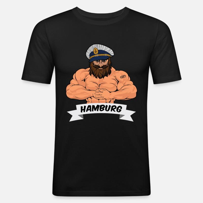 Hamburger Matrose - Männer Slim Fit T-Shirt - Schwarz