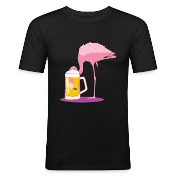 Flamingo Menschenkostüm Kostüm Fasching Karneval - Männer Slim Fit T-Shirt - Schwarz - Vorne - Nik (191cm)
