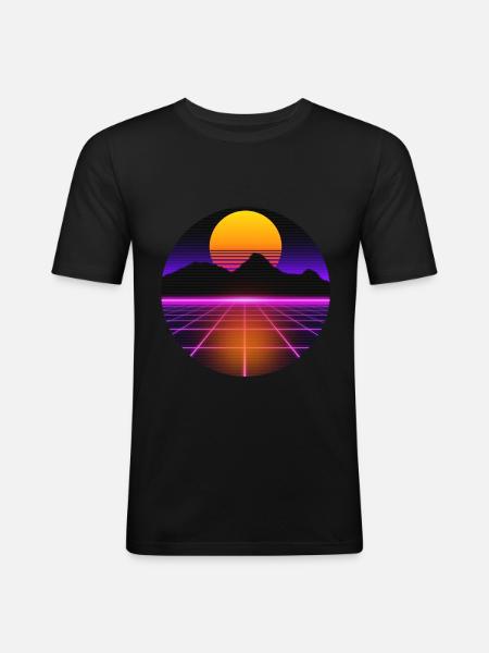 80s outrun vaporwave synthwave retro style - Men's Slim Fit T-Shirt - black