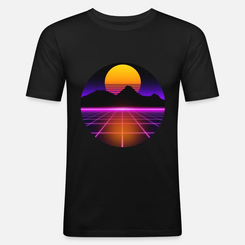80s outrun vaporwave synthwave retro style - Men's Slim Fit T-Shirt - black