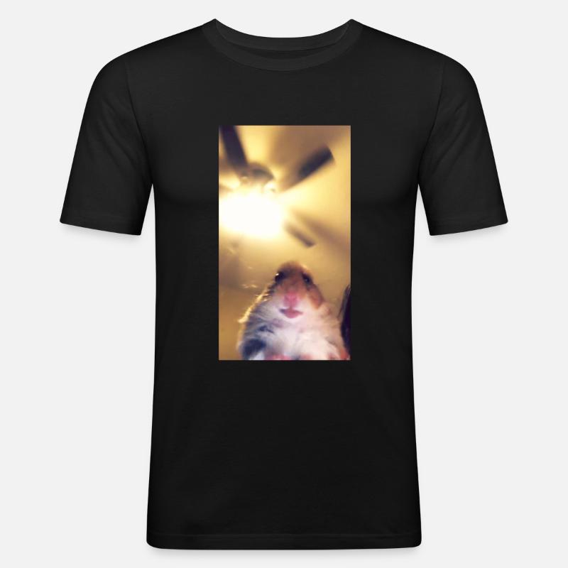 Meme Hamster Staring Front Camera - Men's Slim Fit T-Shirt - black
