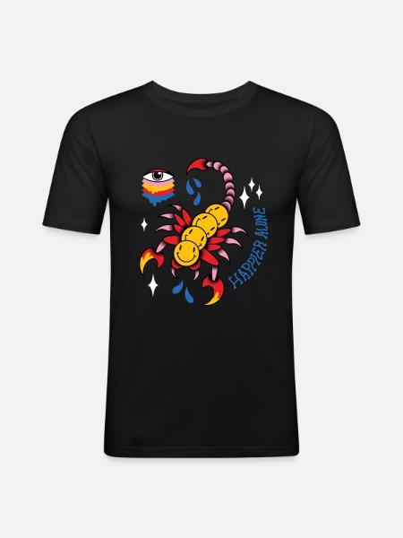 Trippy Tausendfüßler Tattoo - Männer Slim Fit T-Shirt - Schwarz