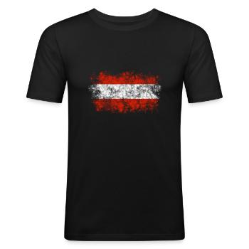 Drapeau autrichien Couleurs nationales Drapeau - T-shirt près du corps Homme - noir - Devant - Nik (191cm)