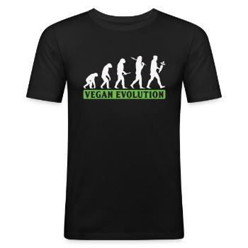Vegan Evolution Veganer - T-shirt près du corps Homme - noir - Devant - Nik (191cm)