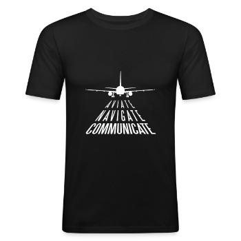 Aviate Navigate Communicate aviation offer - Men's Slim Fit T-Shirt - black - Front - Nik (191cm)