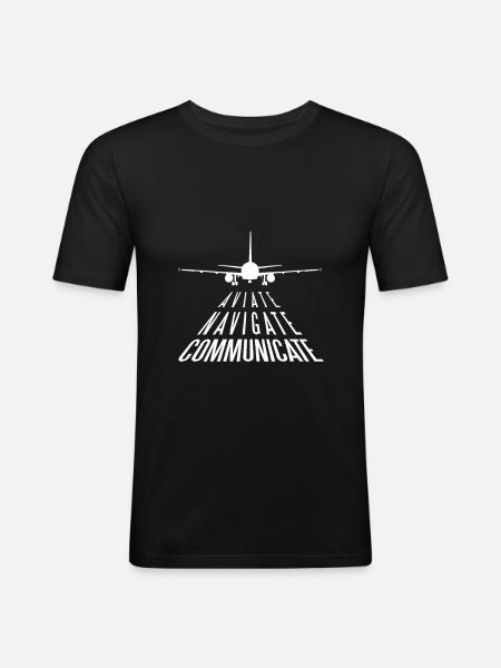 Aviate Navigate Communicate aviation offer - Men's Slim Fit T-Shirt - black