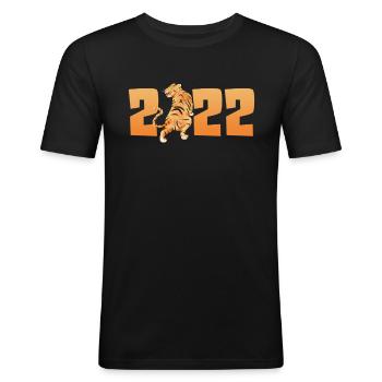 Year of the Tiger 2022 - Männer Slim Fit T-Shirt - Schwarz - Vorne - Nik (191cm)