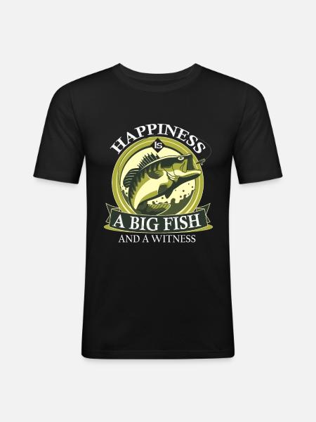 Happiness is a big fish - Men's Slim Fit T-Shirt - black