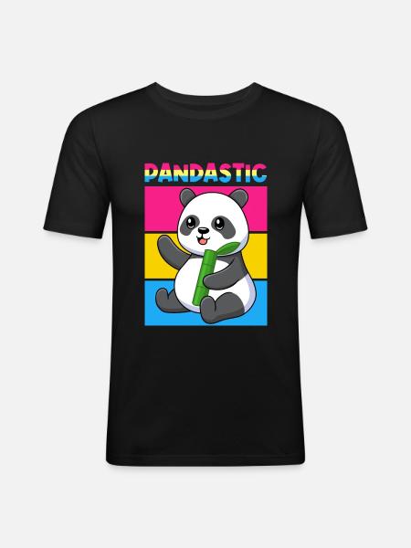 PANDASTIC / Pansexual, Panda Lover, Bamboo - Men's Slim Fit T-Shirt - black