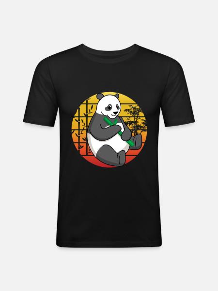 Panda retro - Men's Slim Fit T-Shirt - black