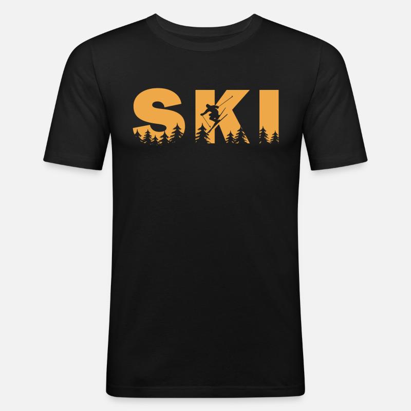 Ski. Ski-Wintersport - Männer Slim Fit T-Shirt - Schwarz