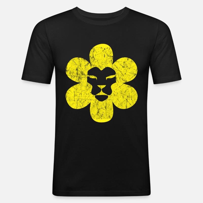 Löwe - Männer Slim Fit T-Shirt - Schwarz