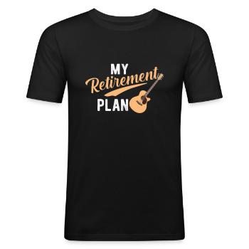 Gitarren Spieler Rentner MY RETIREMENT PLAN - Männer Slim Fit T-Shirt - Schwarz - Vorne - Nik (191cm)