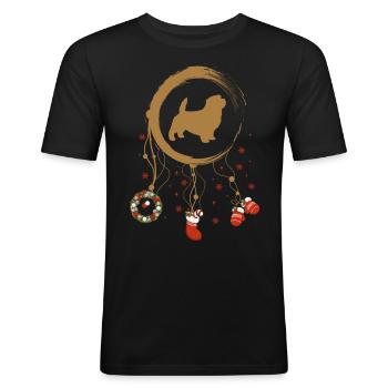 Norfolk Terrier Weihnachten Weihnachtstraumfänger - Männer Slim Fit T-Shirt - Schwarz - Vorne - Nik (191cm)