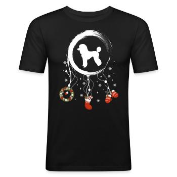Pudel Weihnachten Weihnachtstraumfänger - Männer Slim Fit T-Shirt - Schwarz - Vorne - Nik (191cm)