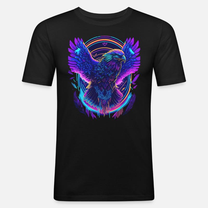 Flying Eagle Synthwave - Men's Slim Fit T-Shirt - black
