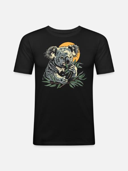 Koala Mignon Koala Ours - T-shirt près du corps Homme - noir