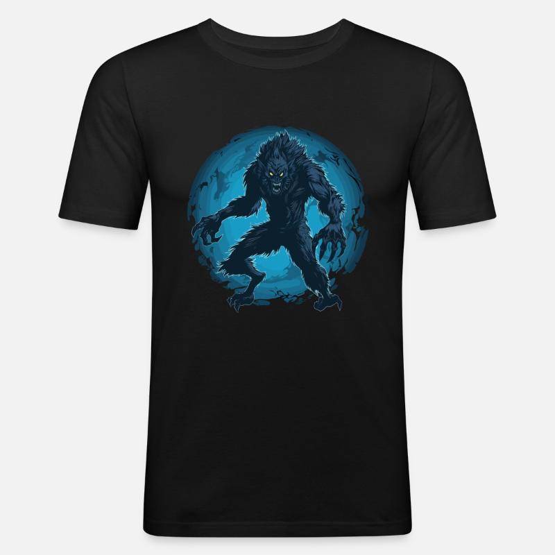 Werwolf Halloween Wolf Wolfsrudel - Männer Slim Fit T-Shirt - Schwarz