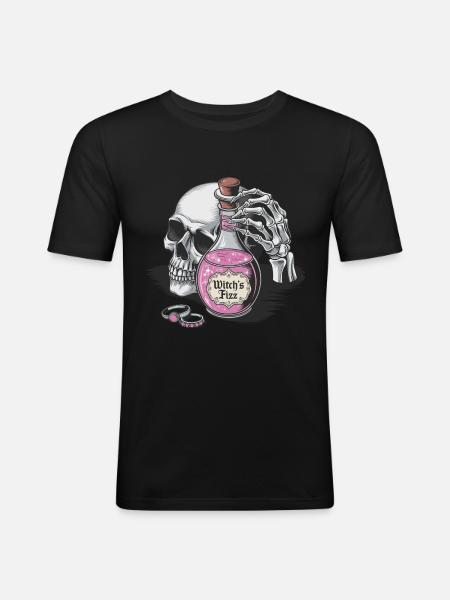 Witch's Fizz Halloween Skull - Men's Slim Fit T-Shirt - black