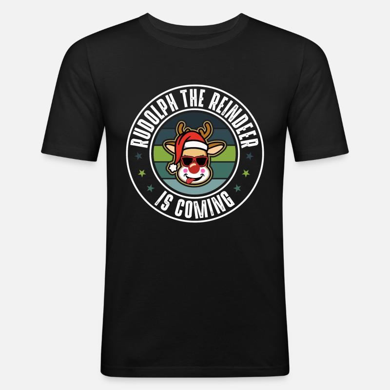 Rudolph - Männer Slim Fit T-Shirt - Schwarz