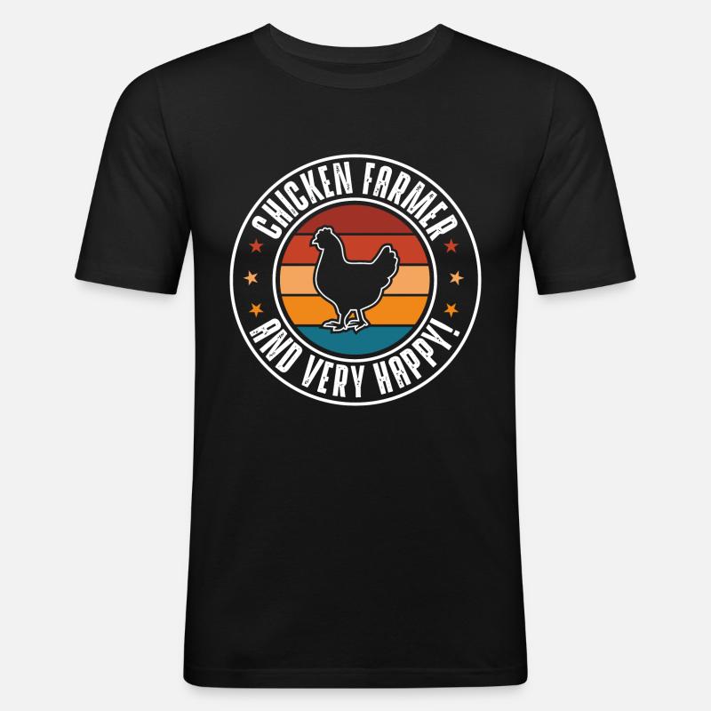 Chicken - Männer Slim Fit T-Shirt - Schwarz
