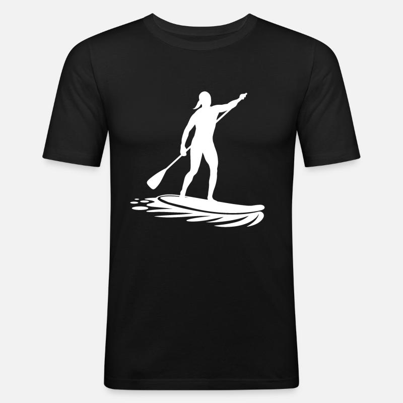 Stand Up Paddle Freizeit Urlaub - Männer Slim Fit T-Shirt - Schwarz