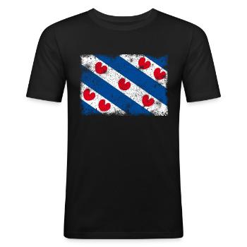Friesland Vintage - Männer Slim Fit T-Shirt - Schwarz - Vorne - Nik (191cm)