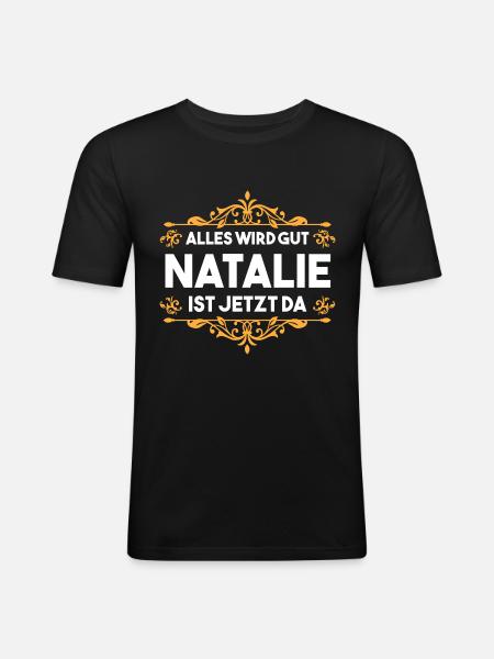 Natalie - Männer Slim Fit T-Shirt - Schwarz