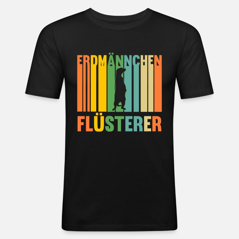 Erdmännchen - Männer Slim Fit T-Shirt - Schwarz