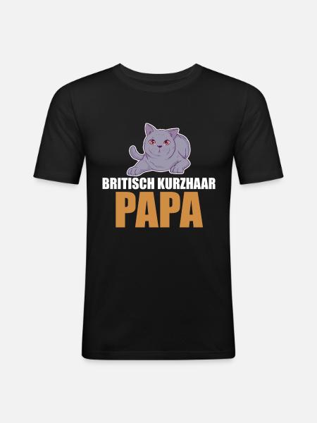Britisch Kurzhaar Katze - Männer Slim Fit T-Shirt - Schwarz
