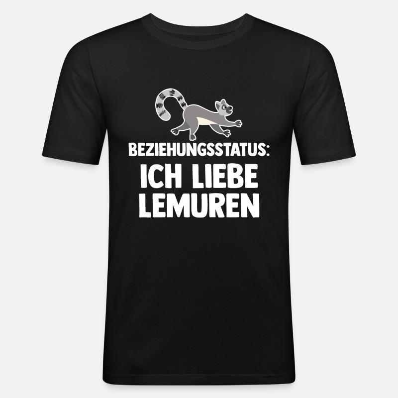 Lemur - Männer Slim Fit T-Shirt - Schwarz