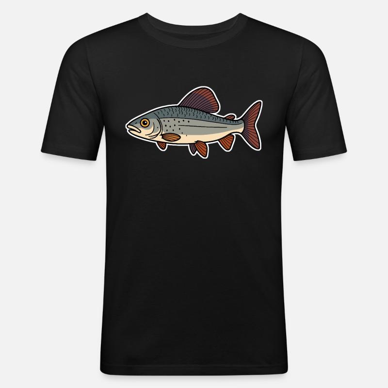 Fisch Äsche - Männer Slim Fit T-Shirt - Schwarz