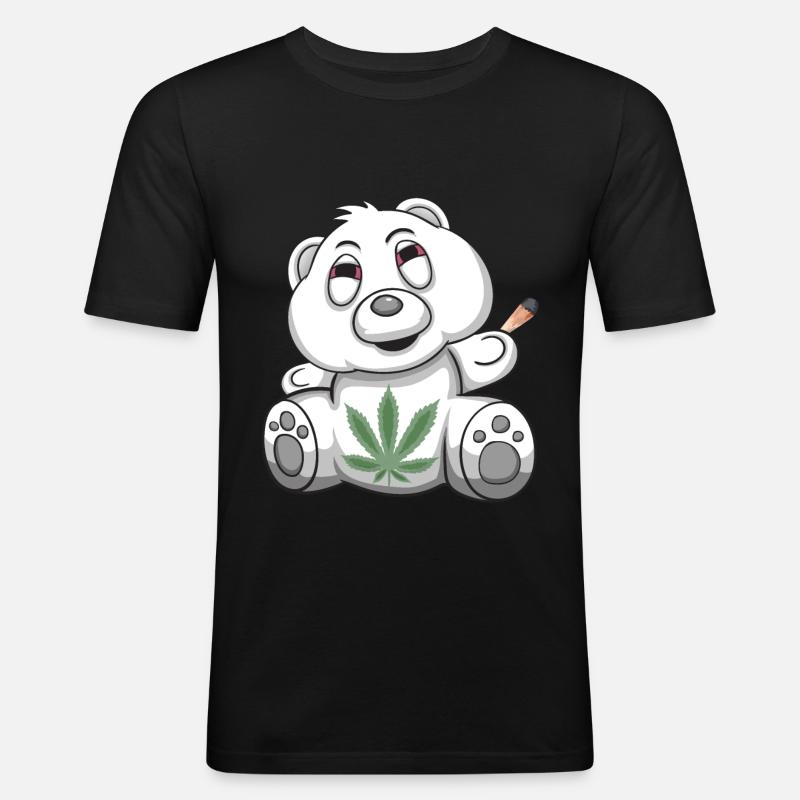 Teddy Bear Kiffer Bearchen Kiffen Gras Weed - Men's Slim Fit T-Shirt - black