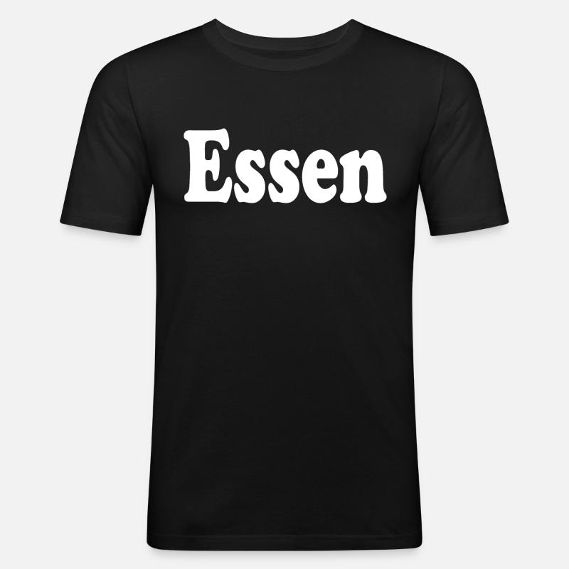 essen - Männer Slim Fit T-Shirt - Schwarz