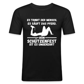 Schützenverein Bier Schützenfest - Männer Slim Fit T-Shirt - Schwarz - Vorne - Nik (191cm)