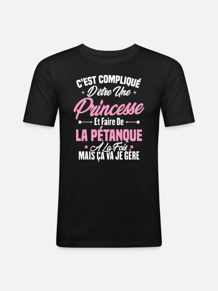 Princesse et pétanque - T-shirt près du corps Homme - noir