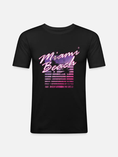 Miami Beach Retro 80s - Men's Slim Fit T-Shirt - black