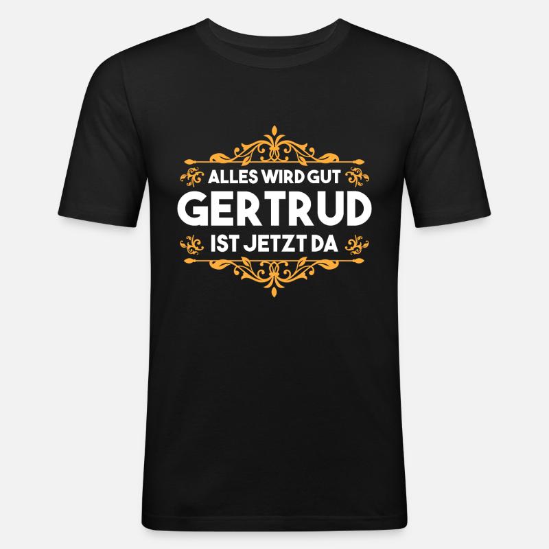 Gertrud - Männer Slim Fit T-Shirt - Schwarz