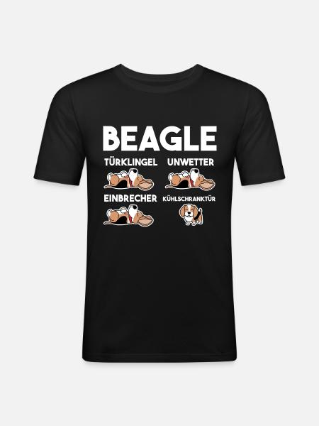 Hund Beagle - Männer Slim Fit T-Shirt - Schwarz
