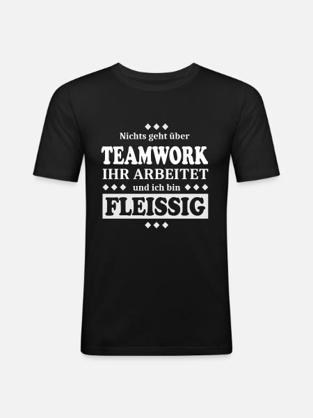 Lustiges Teamwork Design - Männer Slim Fit T-Shirt - Schwarz