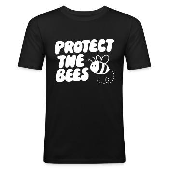 Protect the Bees - Bienenretter Design - Männer Slim Fit T-Shirt - Schwarz - Vorne - Nik (191cm)