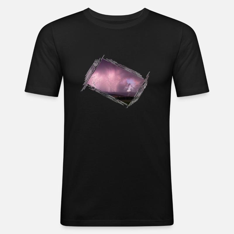 Gewitter - Männer Slim Fit T-Shirt - Schwarz