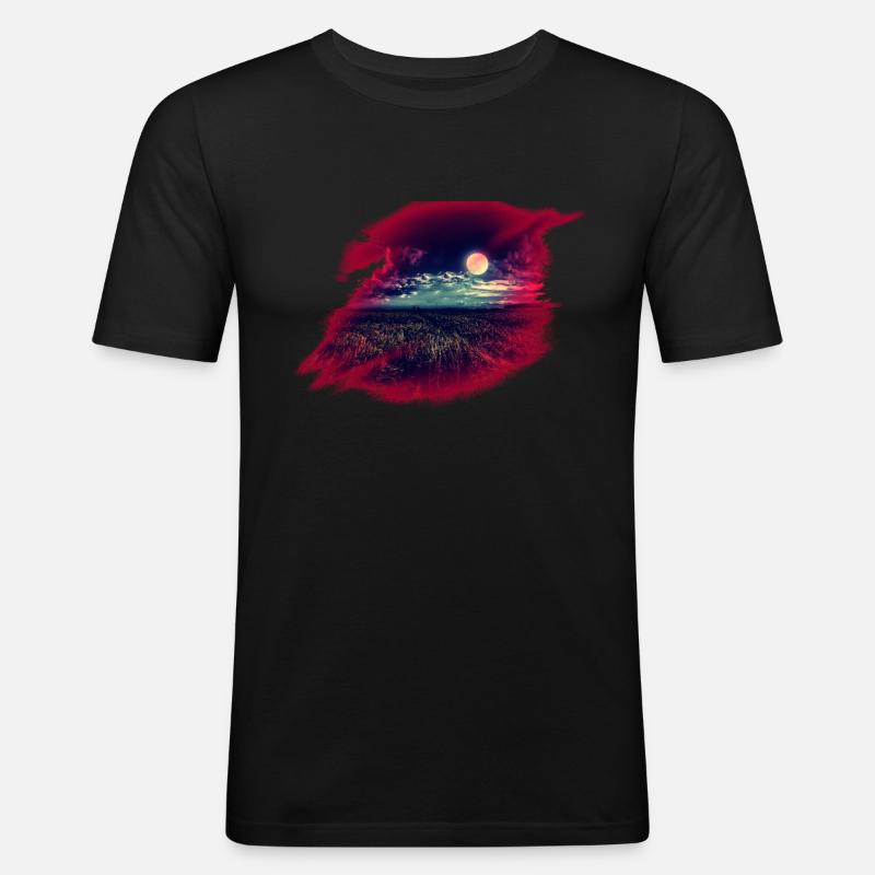 Mond - Männer Slim Fit T-Shirt - Schwarz